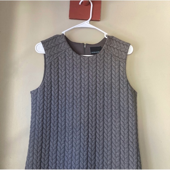 Cynthia Rowley Grey Herringbone Texture Midi Dress M - Picture 3 of 7